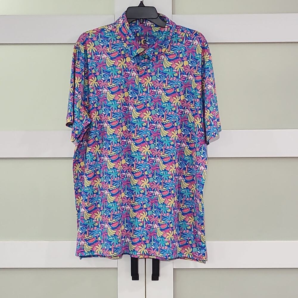Men's Chubbies Polo Shirt Sz XL Multicolor Performance 2.0 Tropical Bunch Golf